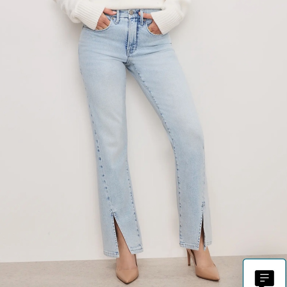 Good American Light Blue Good Boy Straight Leg Jeans
